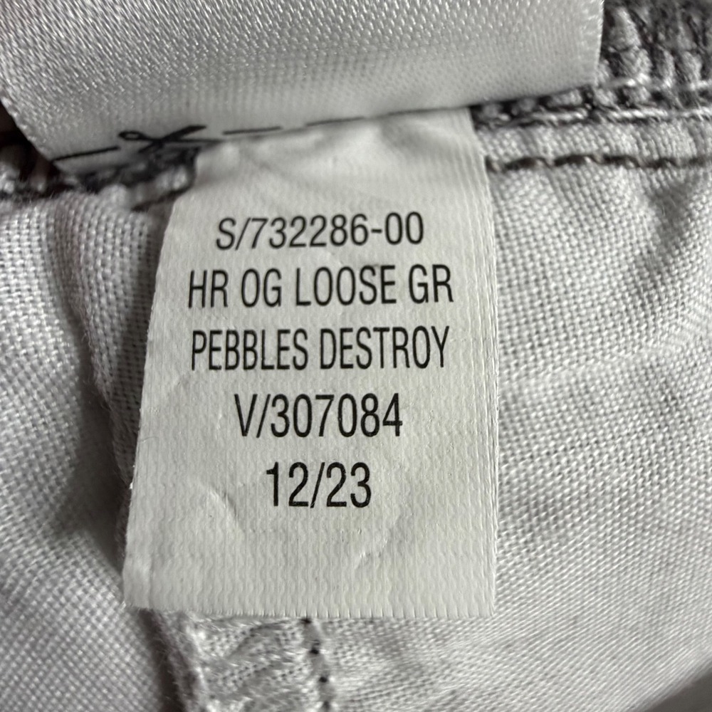 Old Navy OG Loose Jeans Womens 18 Tall Grey High Rise Distressed Pebbles Destroy - Picture 8 of 11